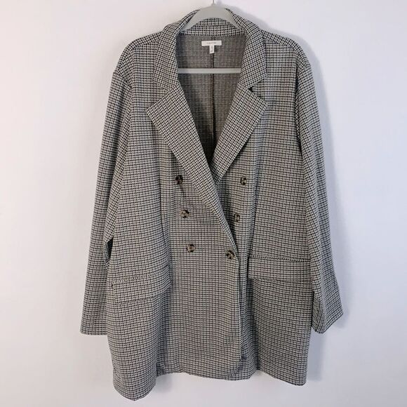 Maurice’s Houndstooth Double Breasted Oversized Lightweight Knit Blazer Plus 3x - Picture 1 of 9